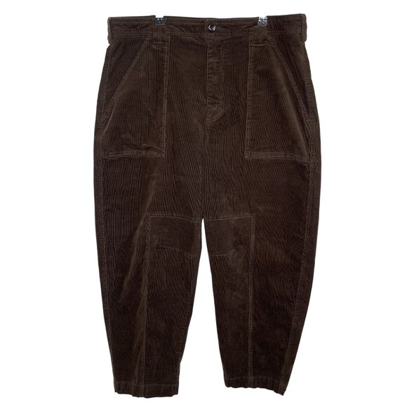 Banana Republic Brown Barrel Leg Corduroy High-Waisted Pants, 16 - Picture 1 of 9